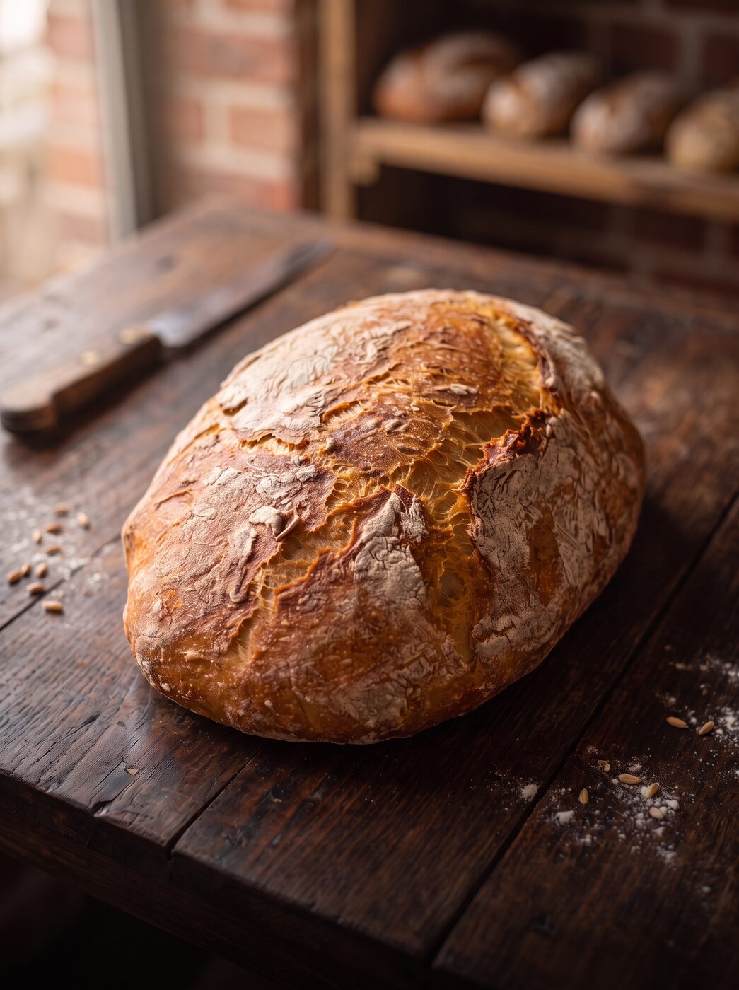 Golden-crusted sourdough loaf