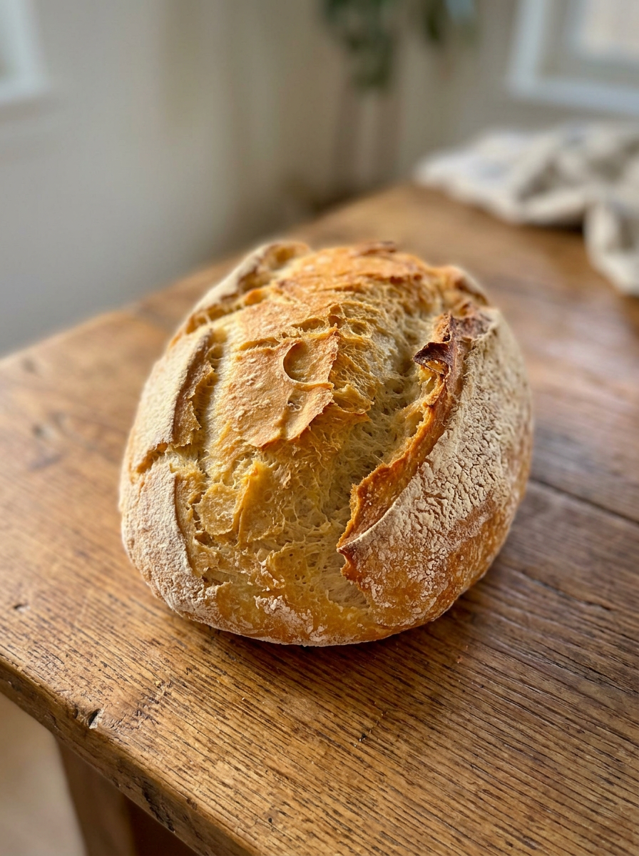 Scored sourdough loaf resting in parchment