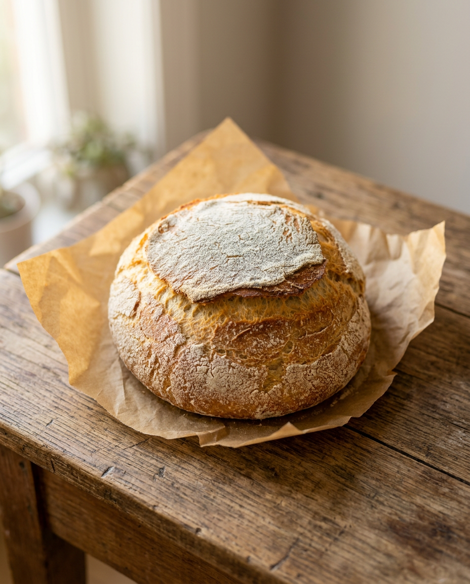 Round floured sourdough boule